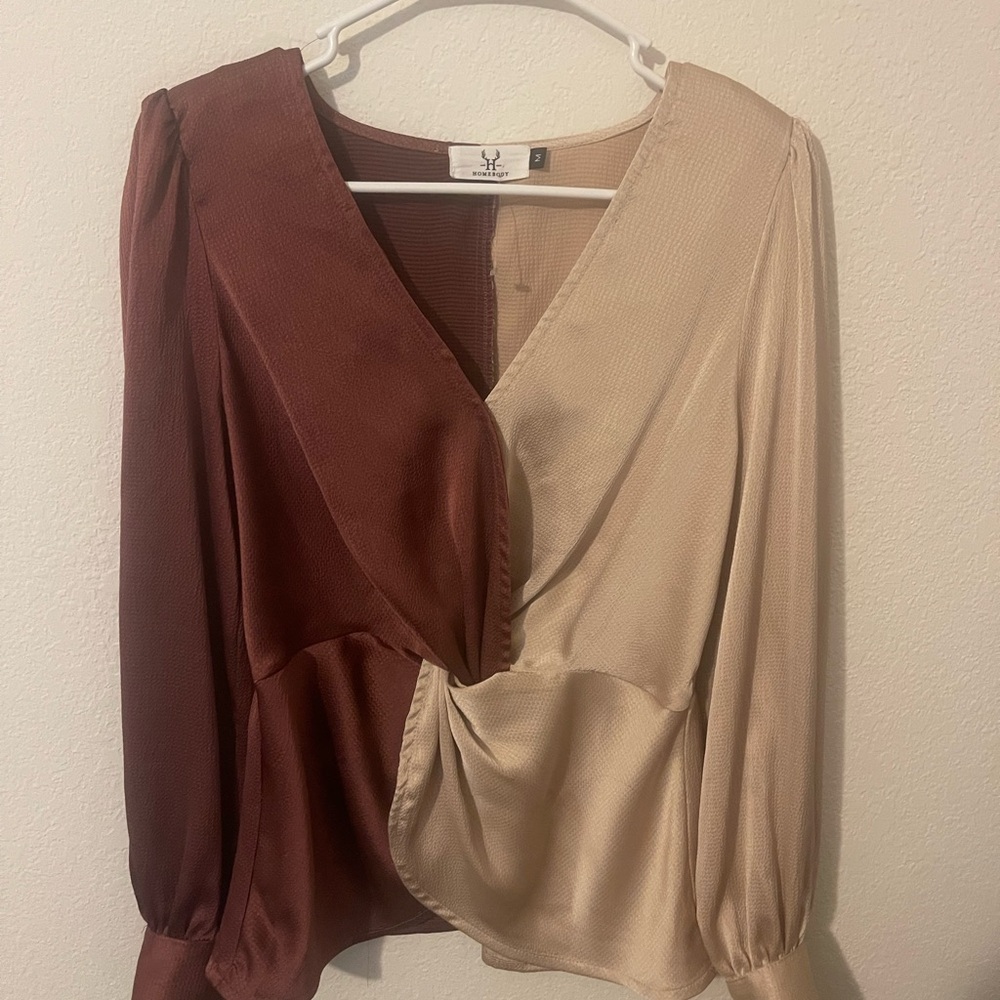 New blouse beige and Brown plum color